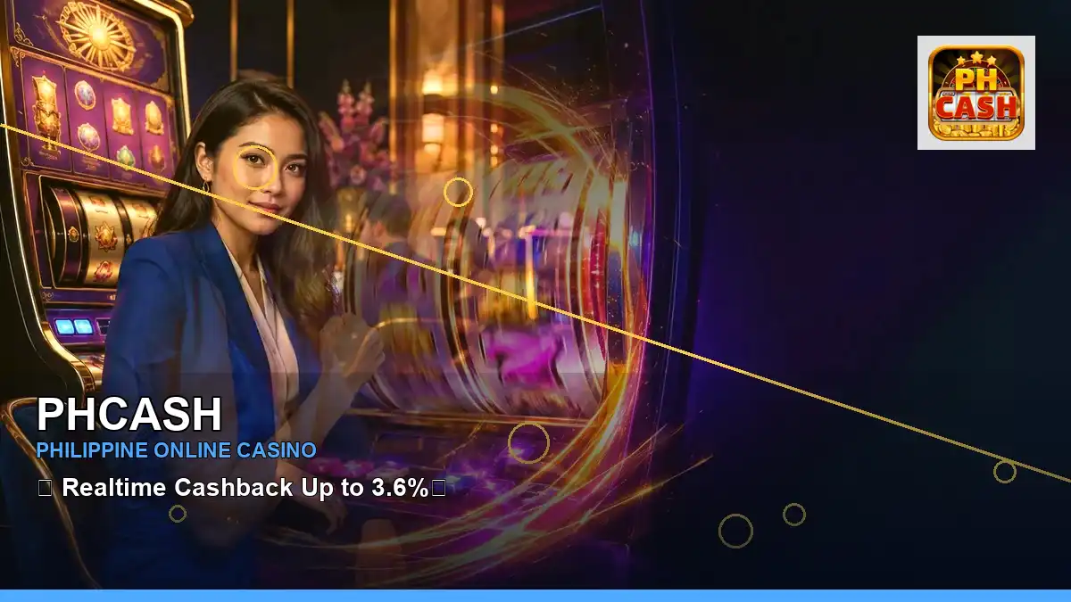 PHCASH left close-up coins casino cashback rewards highlighting mobile-friendly casino play