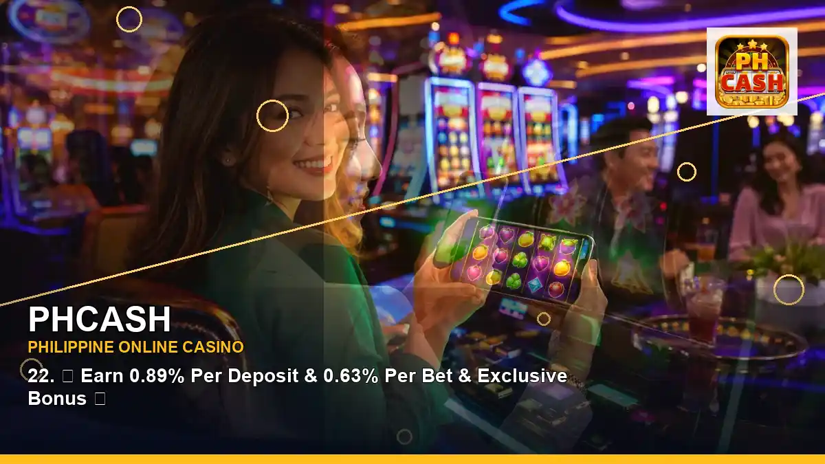PHCASH high-energy VIP casino rewards in a left-diagonal layout for Philippine players